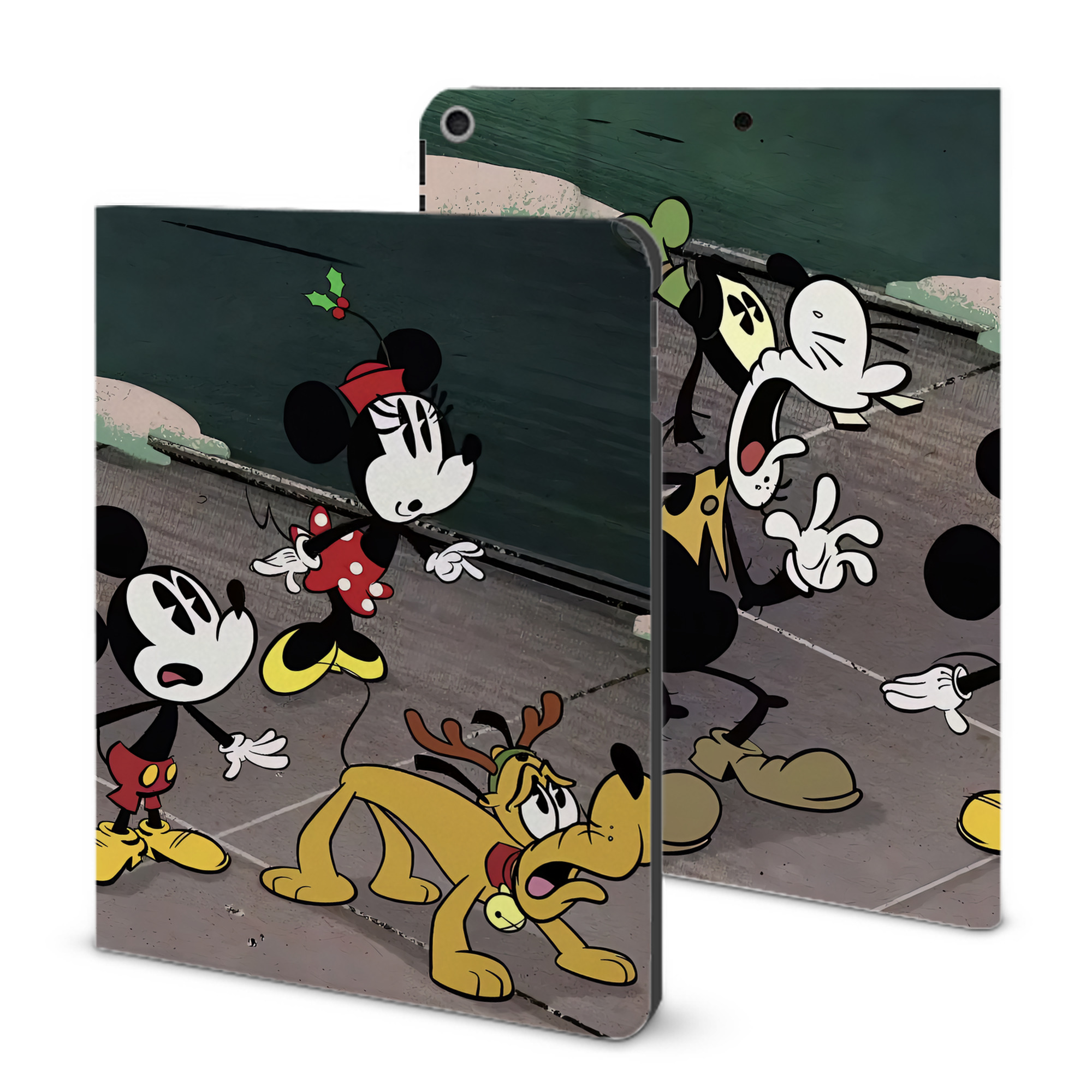 （画像用） ミッキーマウス Mickey Mouse IPad ケース ブック型 PUレザー TPU 耐衝撃 軽量 薄型 ペン収納なし 全面保護 IPad 各モデル対応